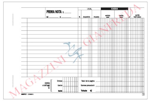 PRIMA NOTA CASSA DOPPIA COPIA E5349A